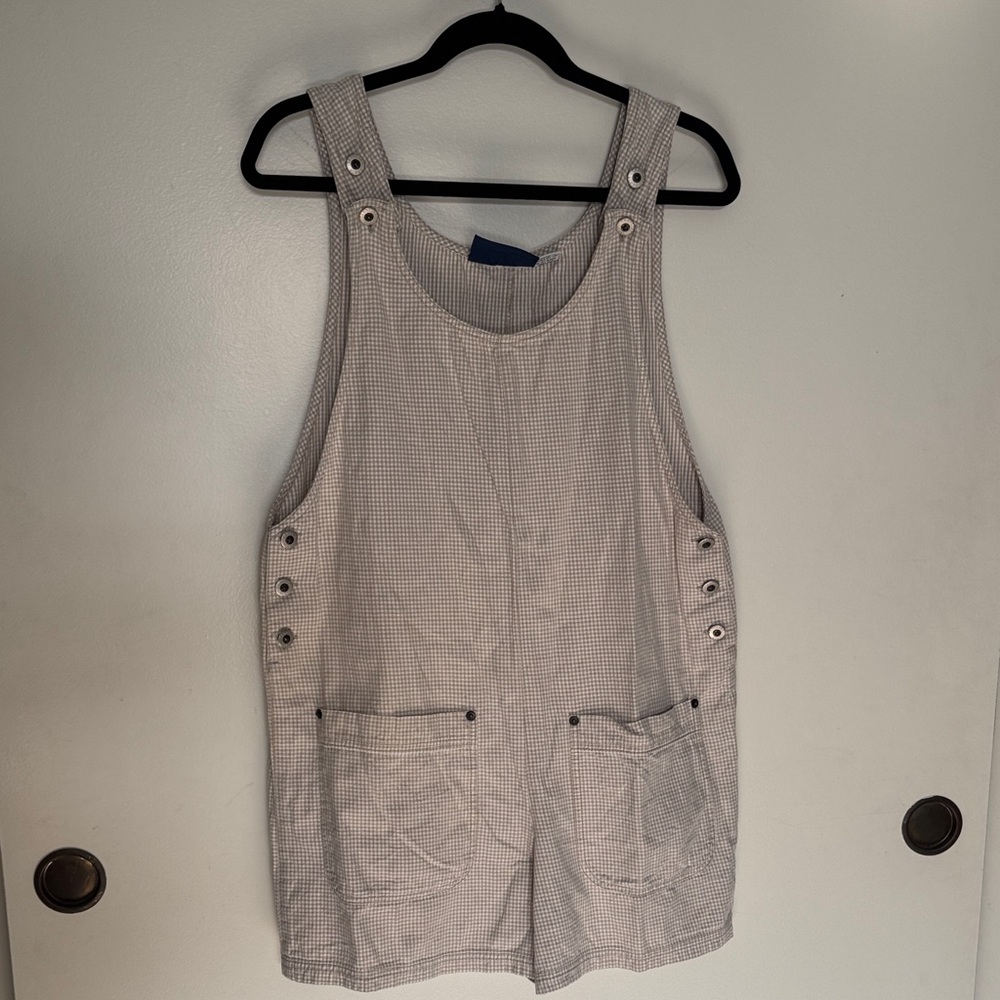 Vintage Sport Beige & White Shorts Overalls